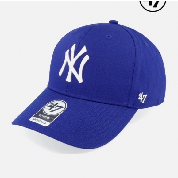 NWT NYC Yankees blue / white cap raised basic adjustable New York 47 brand - Picture 5 of 5